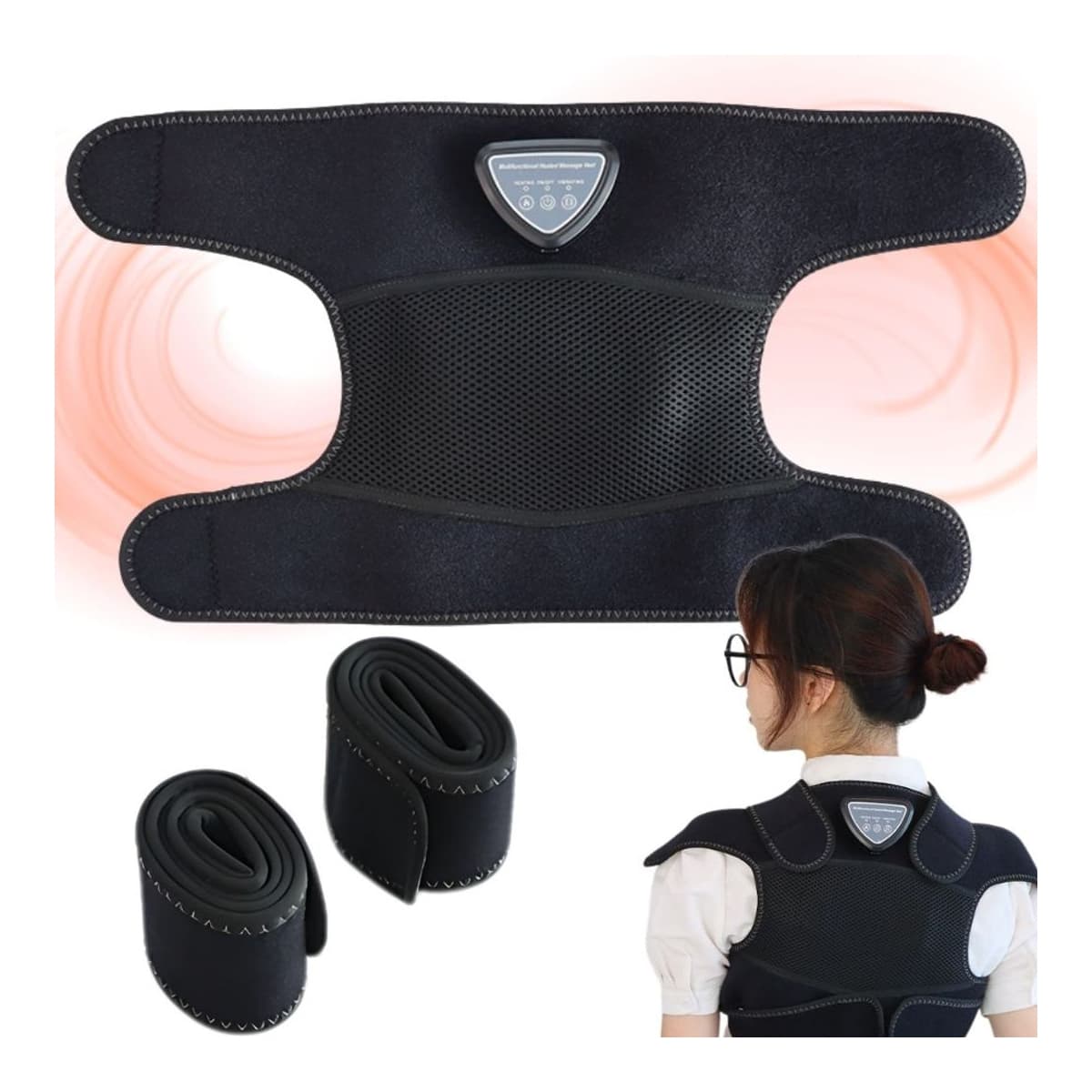 Elektrisk ryggmassager med värmefunktion, 52x28 cm