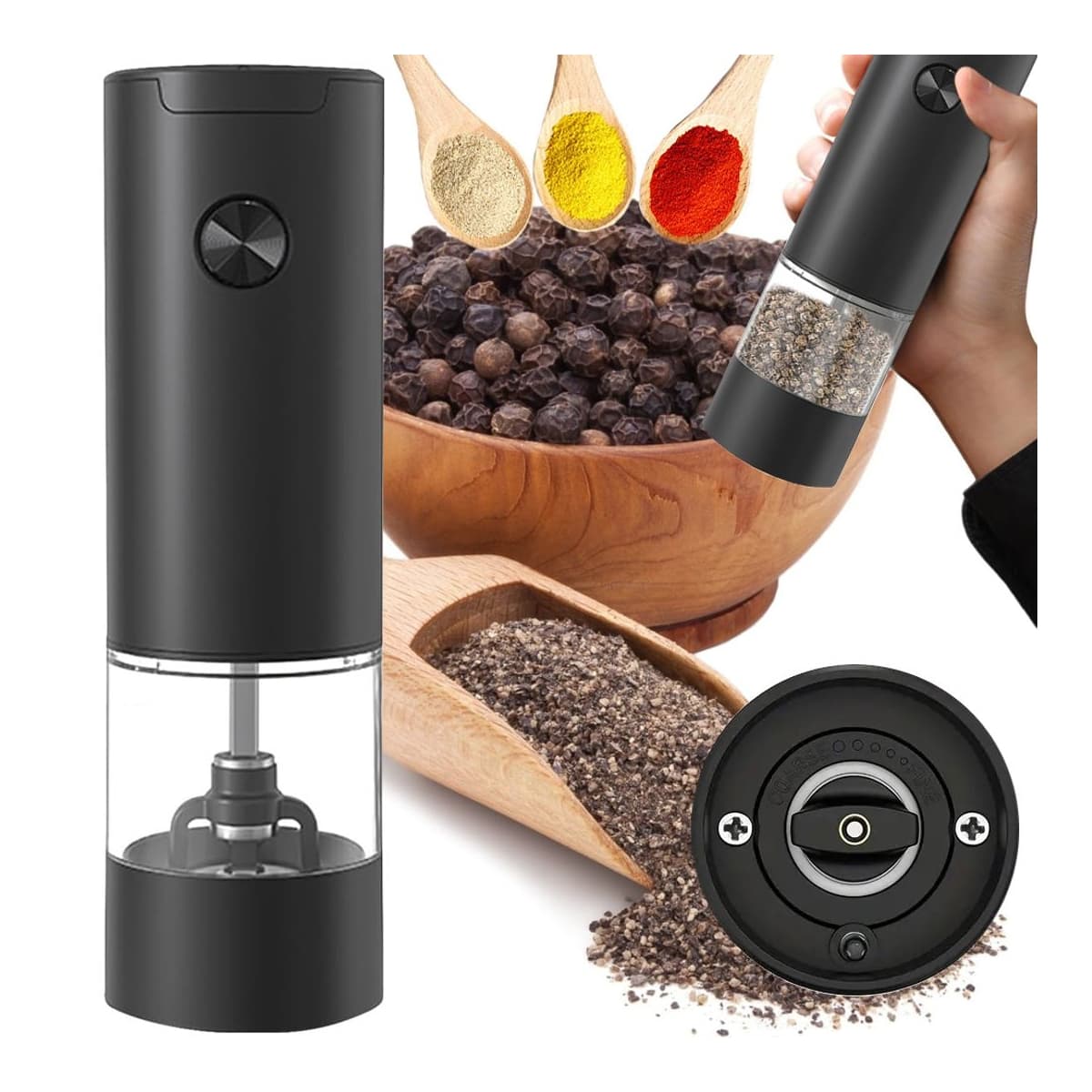 Elektrisk salt- och pepparkvarn med LED