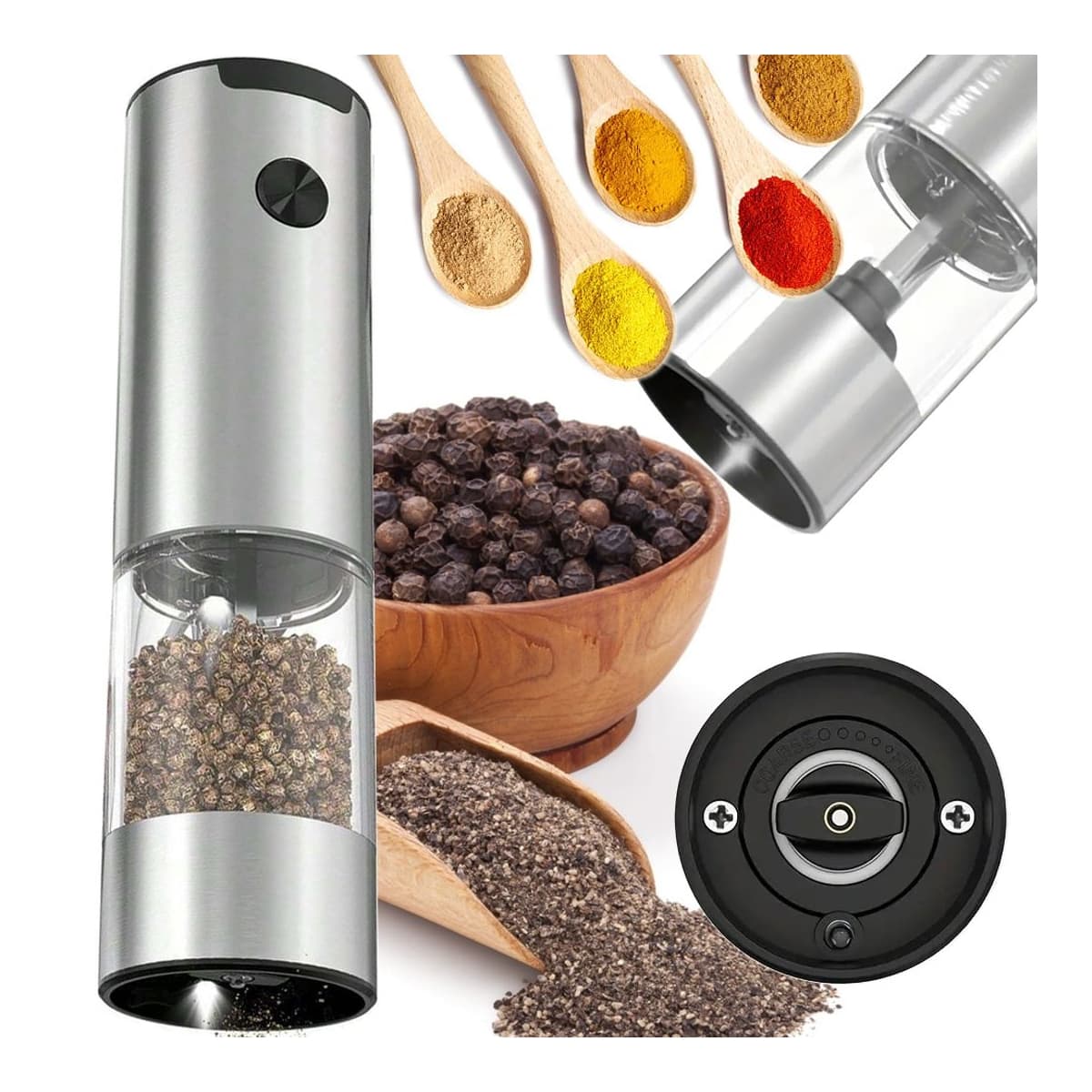 Elkvarn för salt och peppar med LED-belysning