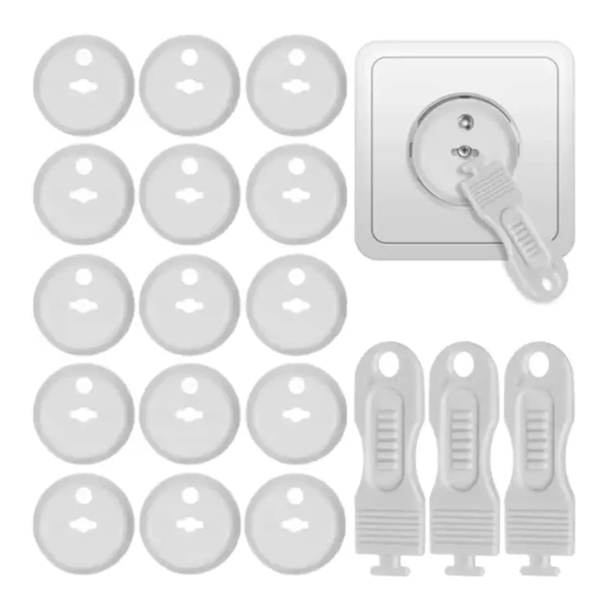 Eluttag skydd, 15 st med 3 nycklar