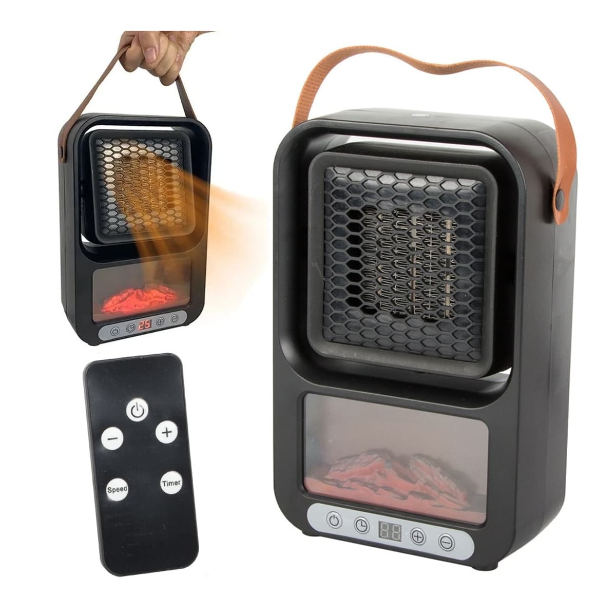 Elvärmefläkt 500W med timer och fjärrkontroll