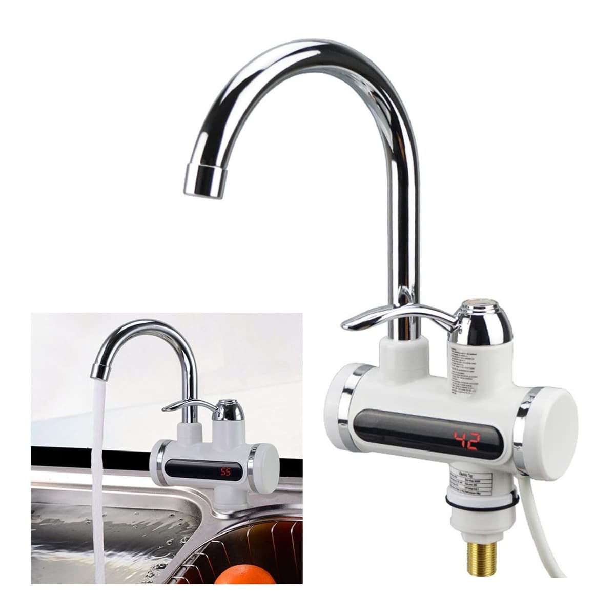 Elvarmvattenberedare 3000W med LCD-display