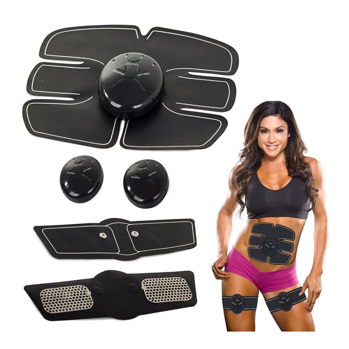 EMS-muskelstimulator, mage/armar/lår, 6 program