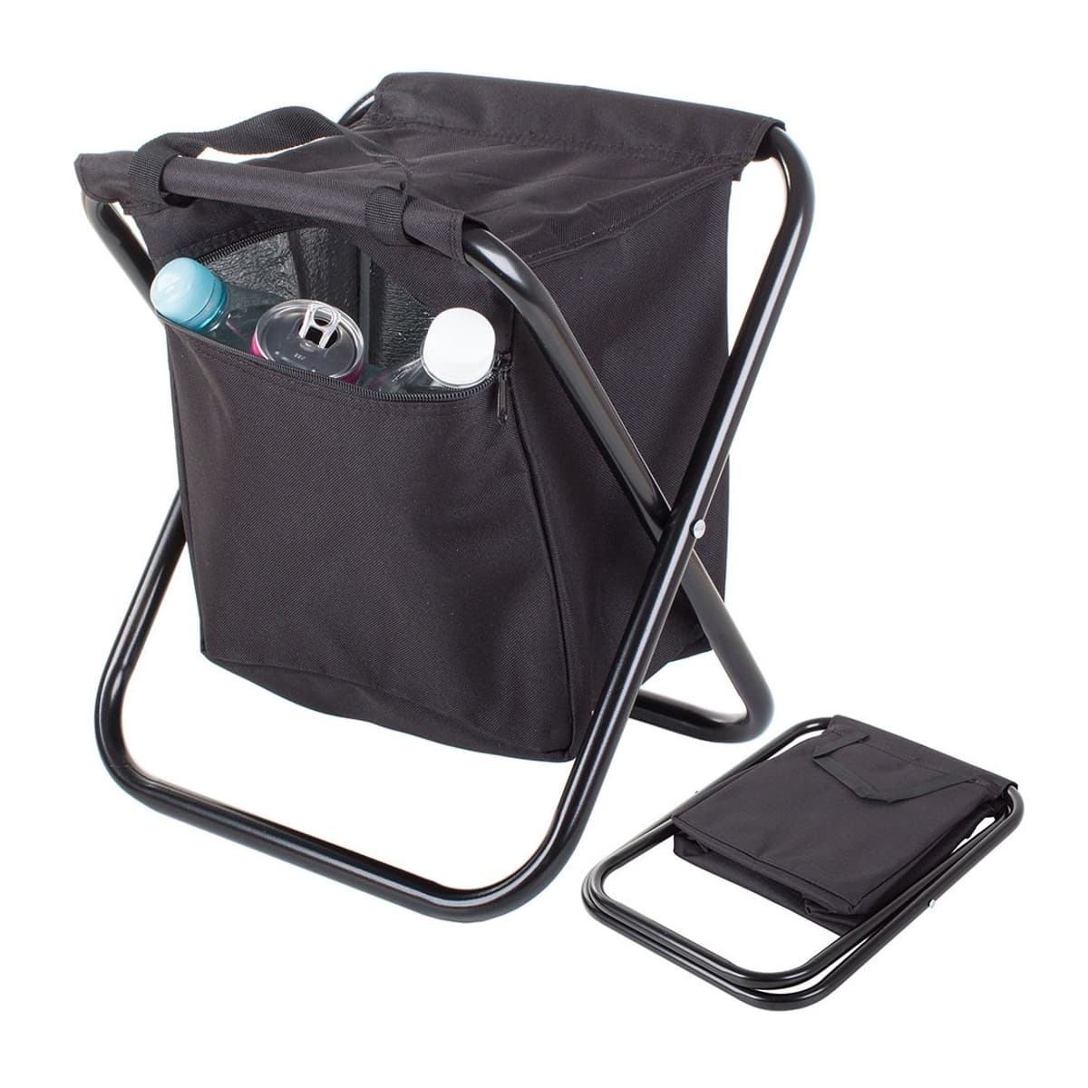 Fiskarstol med kylfack, hopfällbar, 34 cm hög