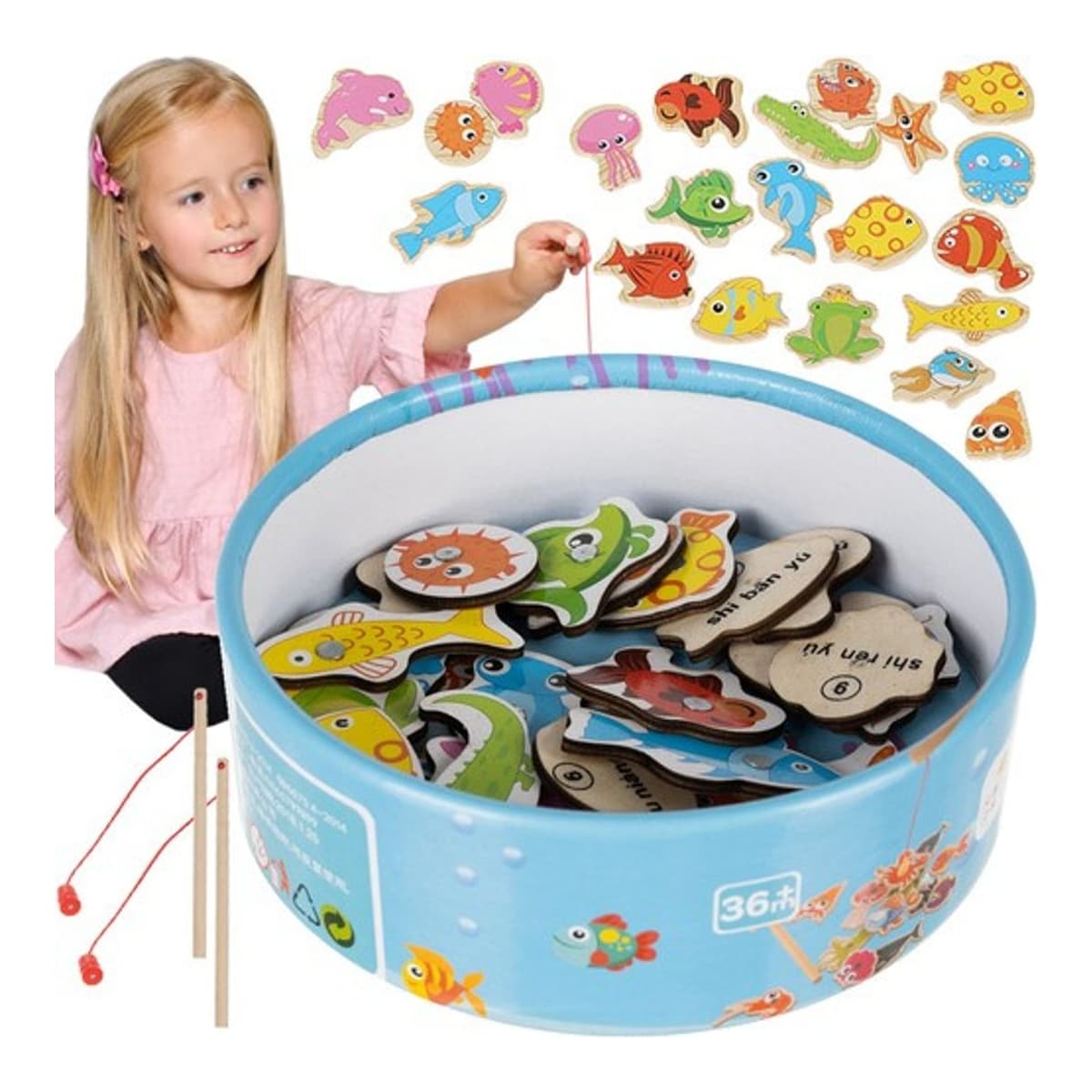 Fiskespel med magnet, 22 djur