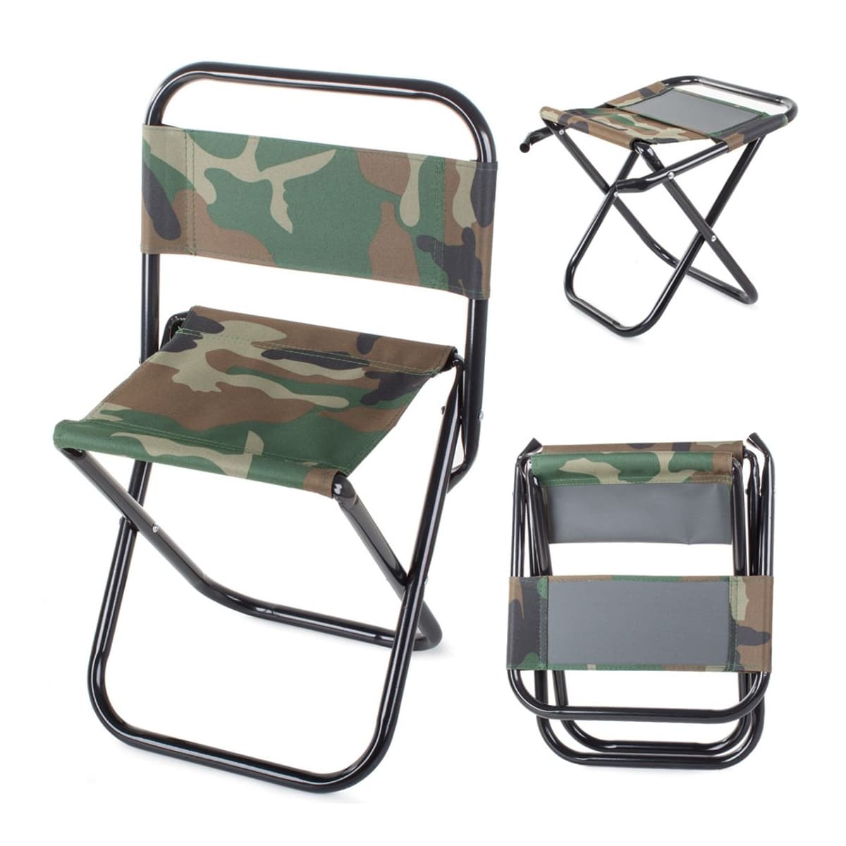 Fiskestol med ryggstöd, hopfällbar, 50 cm