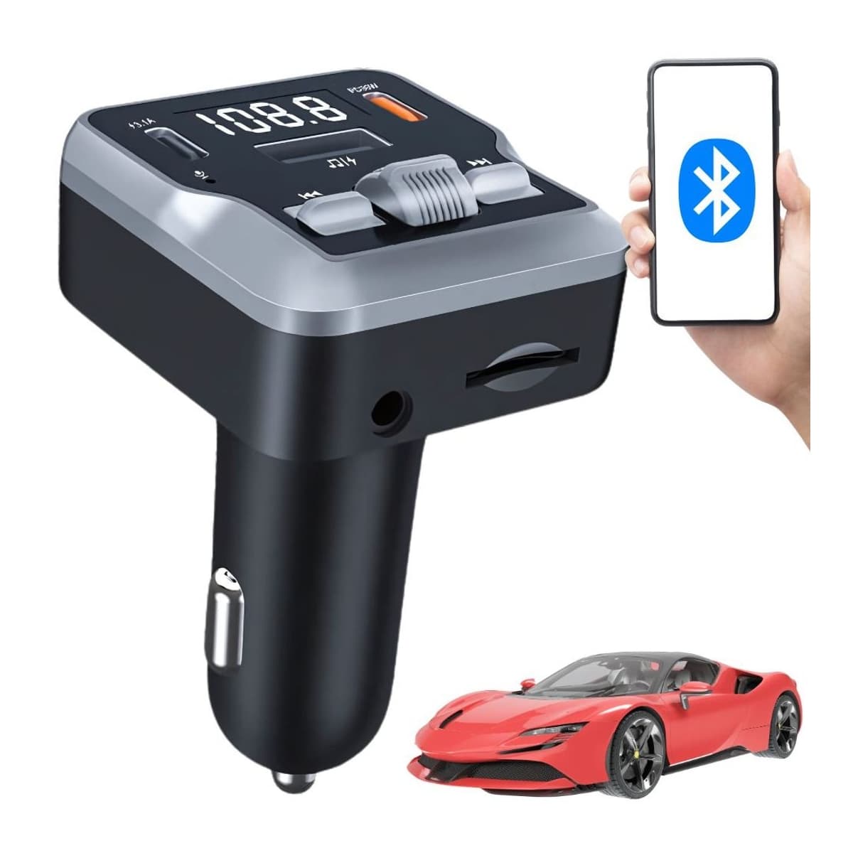 FM-sändare med Bluetooth 5.3 och USB-C 30W