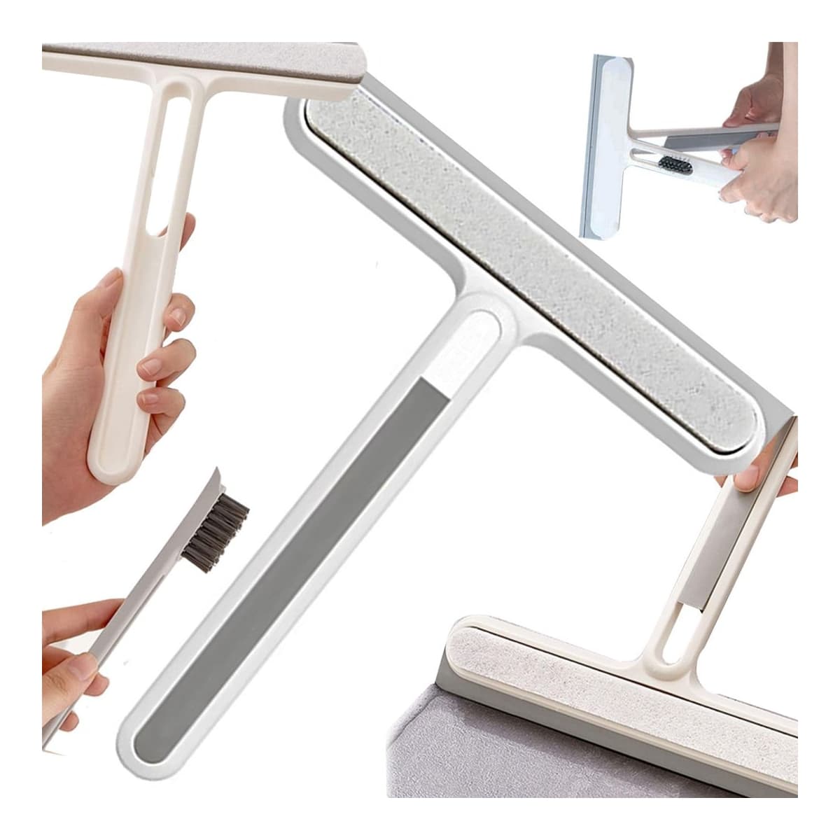 Fönsterskrapa med handtag och rillborste, 22 cm