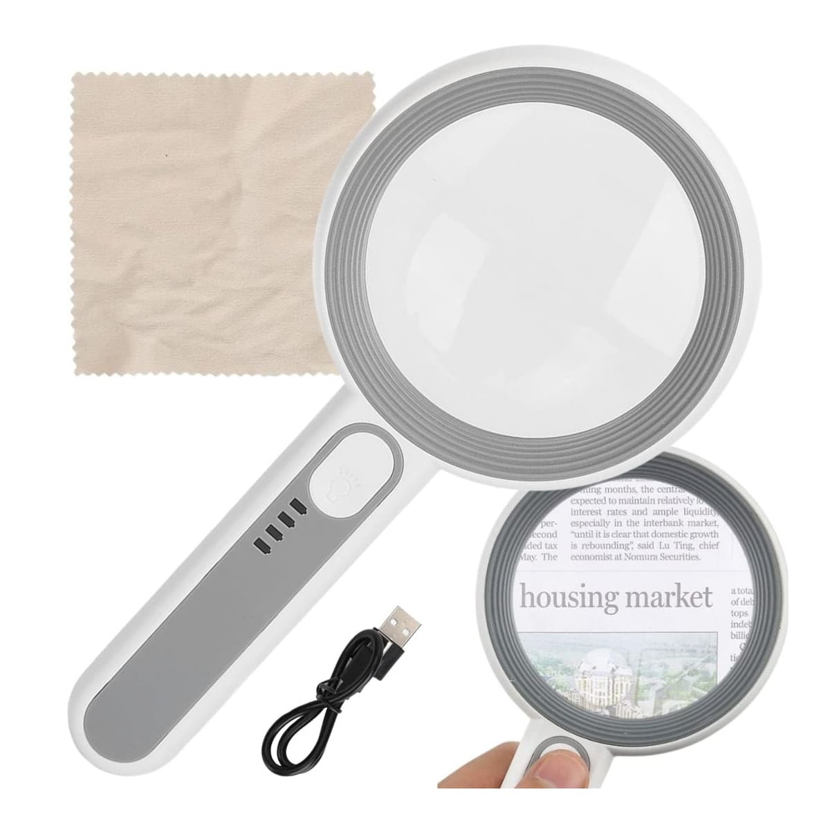 Förstoringsglas 5-12x förstoring med LED-belysning