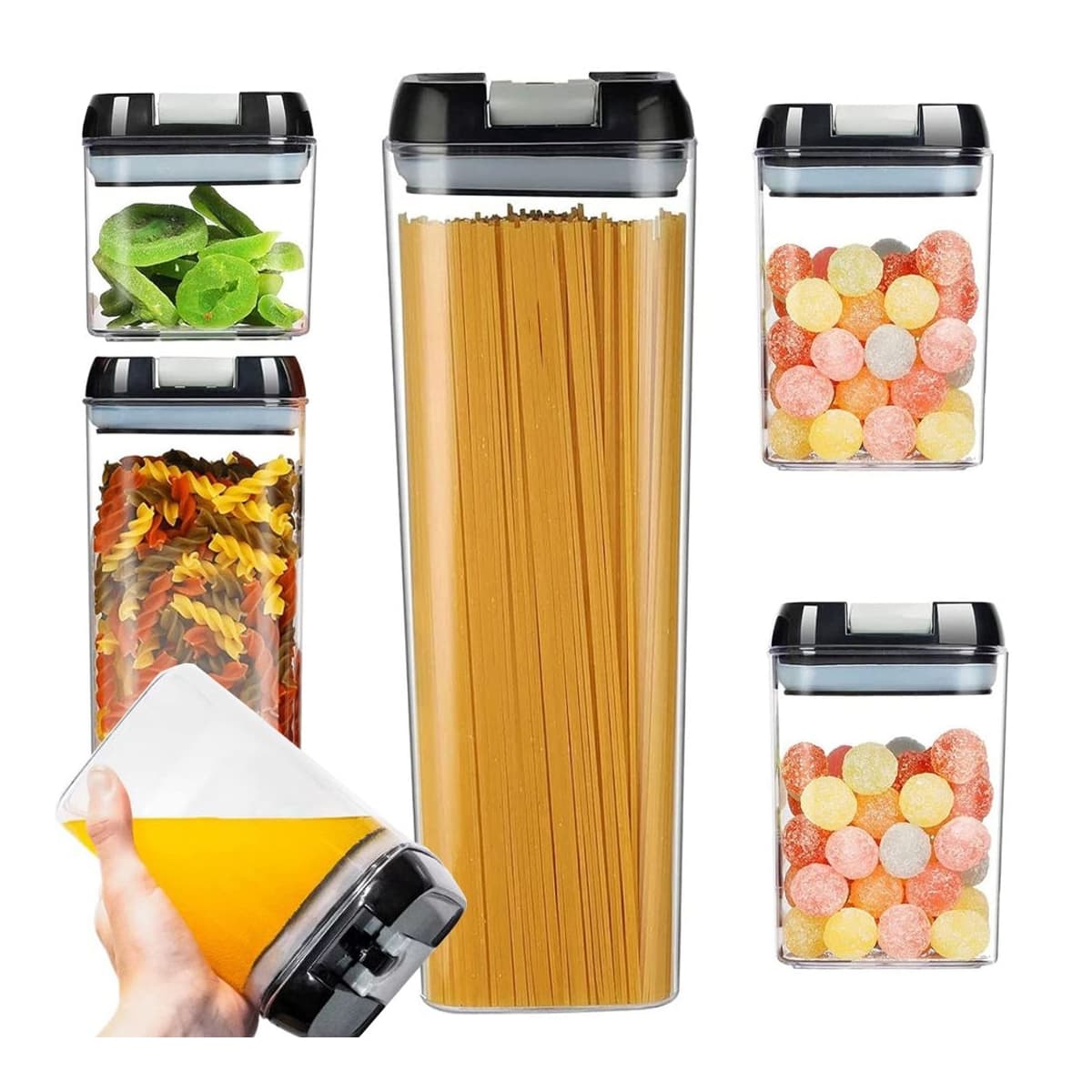 Förvaringsbox med tätning, set 5 delar 0,5-1,9L