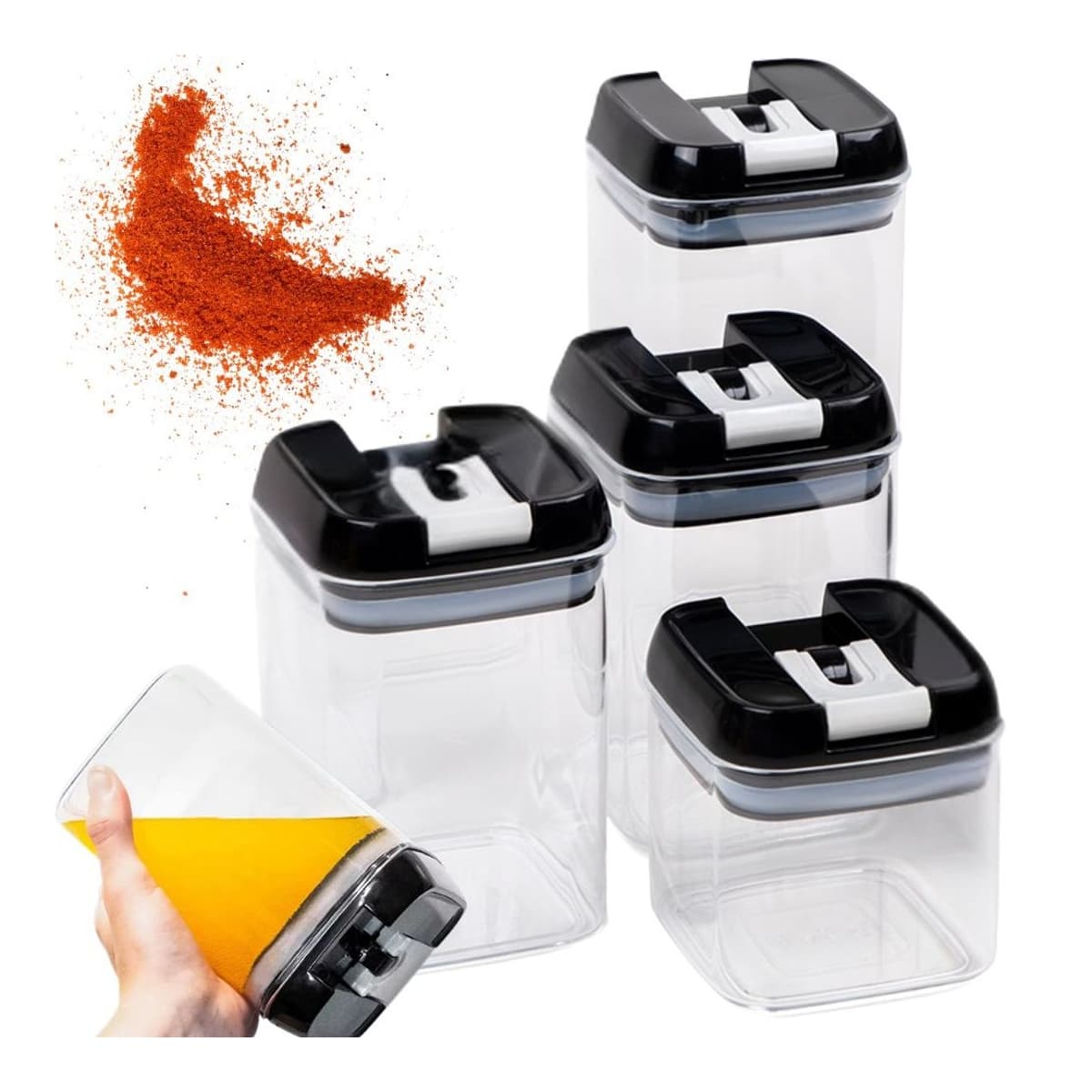 Förvaringsboxar med tätning, 4-pack, 0,5-1,2L