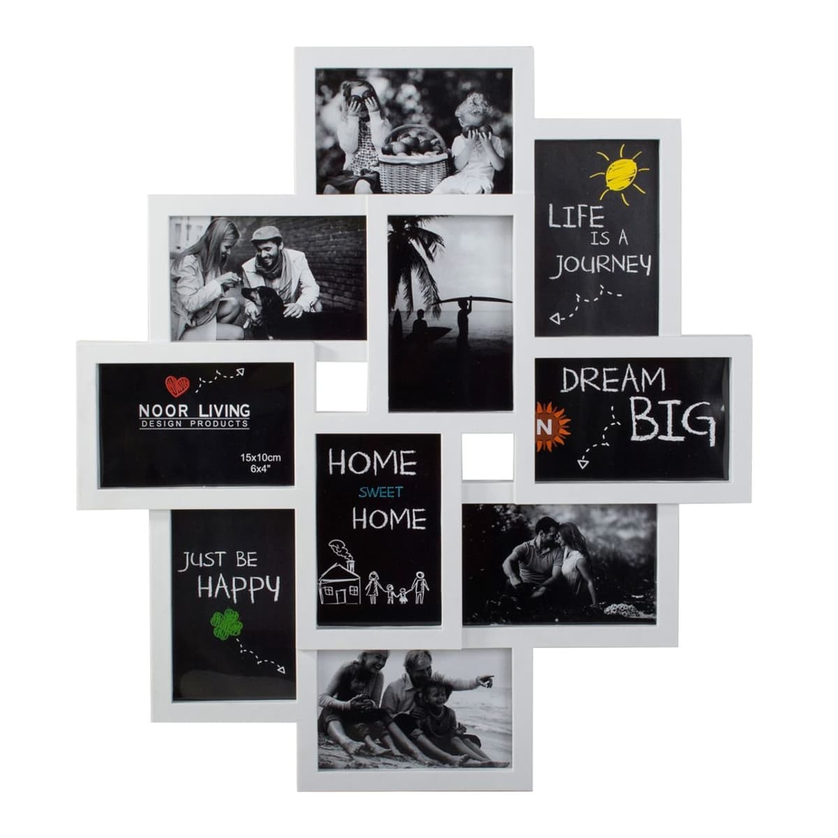Fotoram för 10 bilder, 54x49 cm, vit