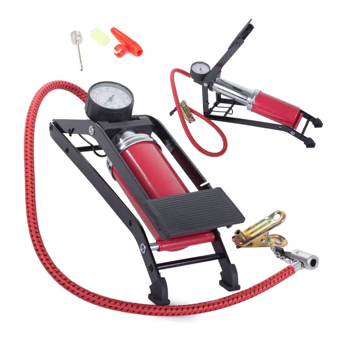 Fotpump med manometer, 7 bar, 29 cm