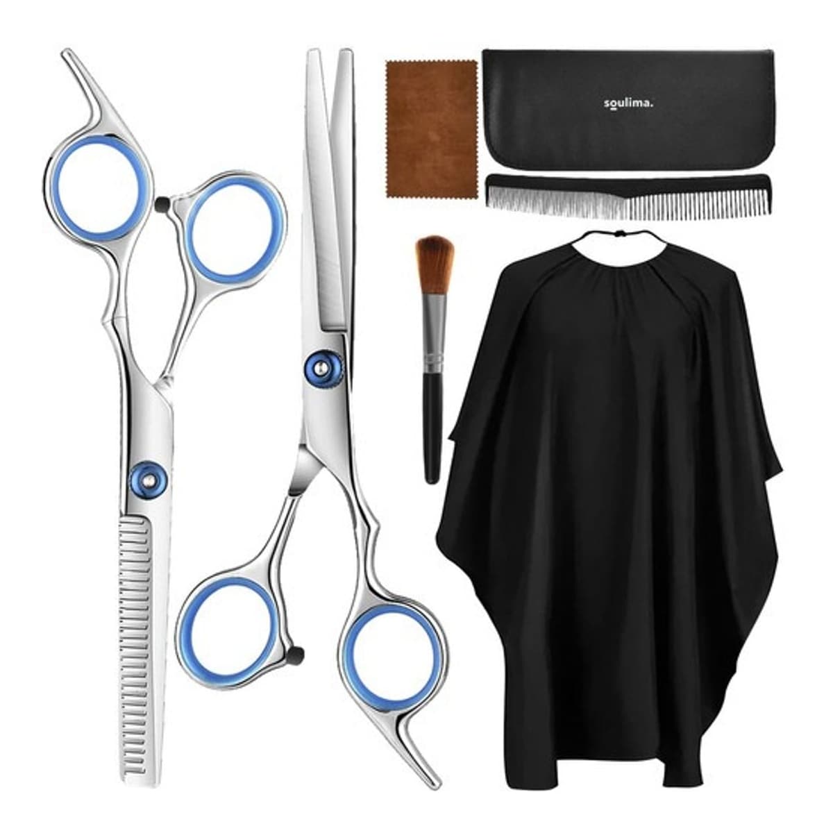 Frisörsax-set 6", 7 delar med fodral