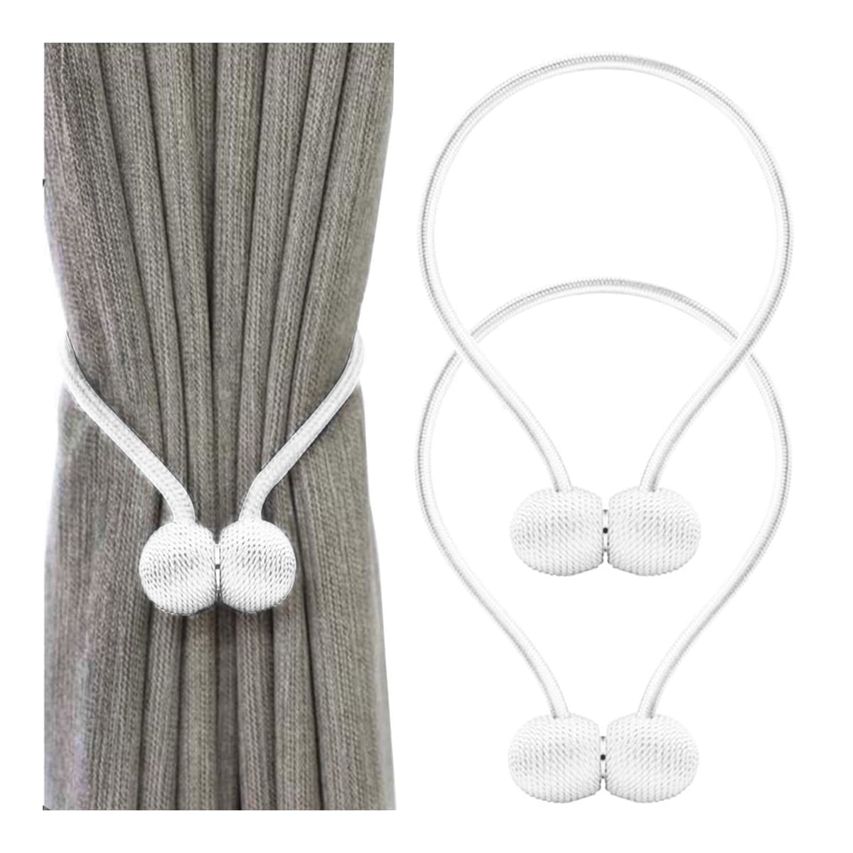 Gardinhållare med magnet och snöre, 45 cm, 2-pack