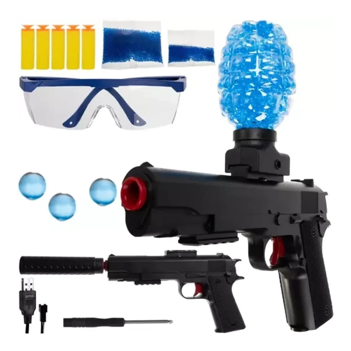 Gelbollsgevär, elektrisk, magasin 600 kulor