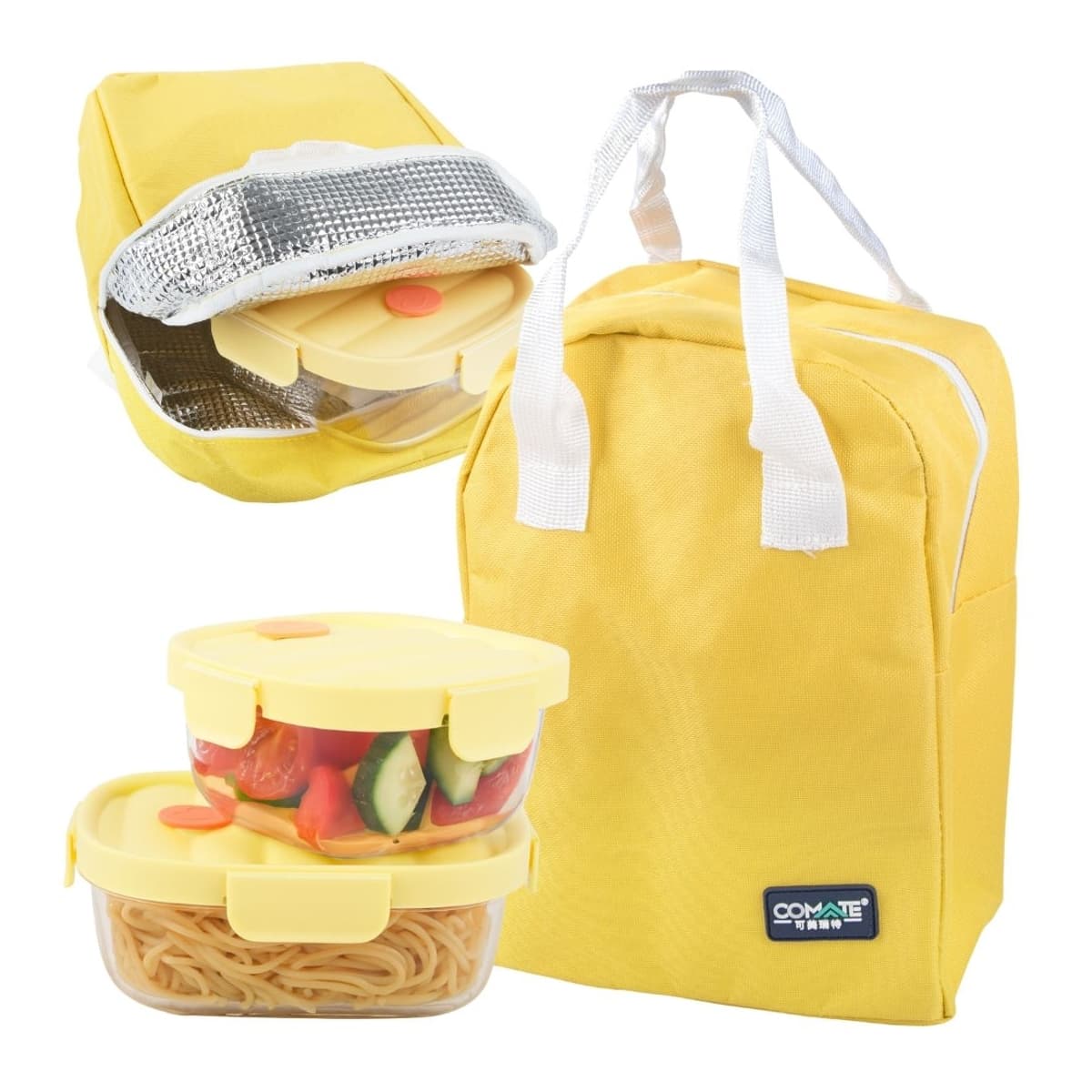 Glaslunchlådor 2-set, 650ml + 950ml, med värmeisolerande väska