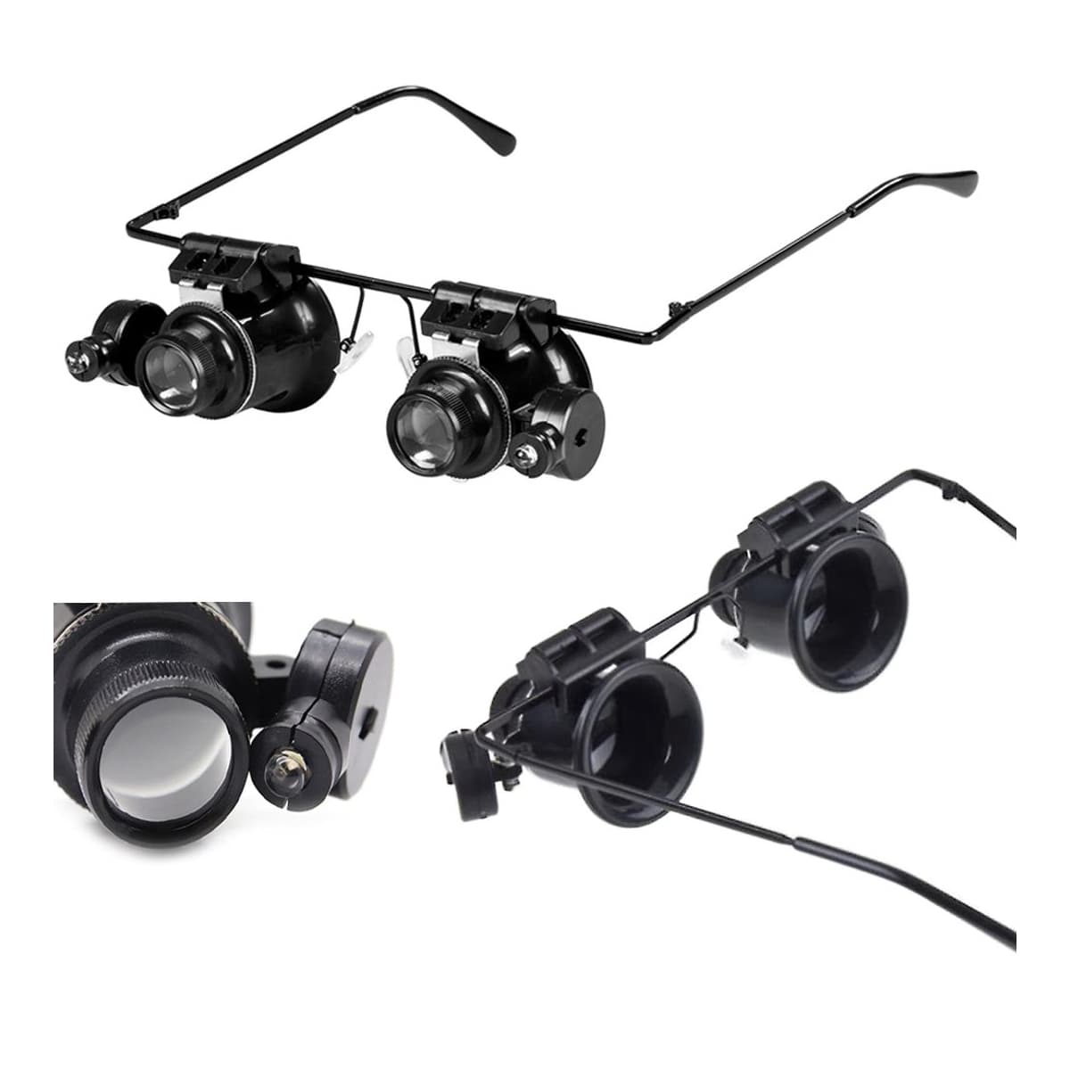 Glasögonförstorare 20x med LED-belysning, 15 mm