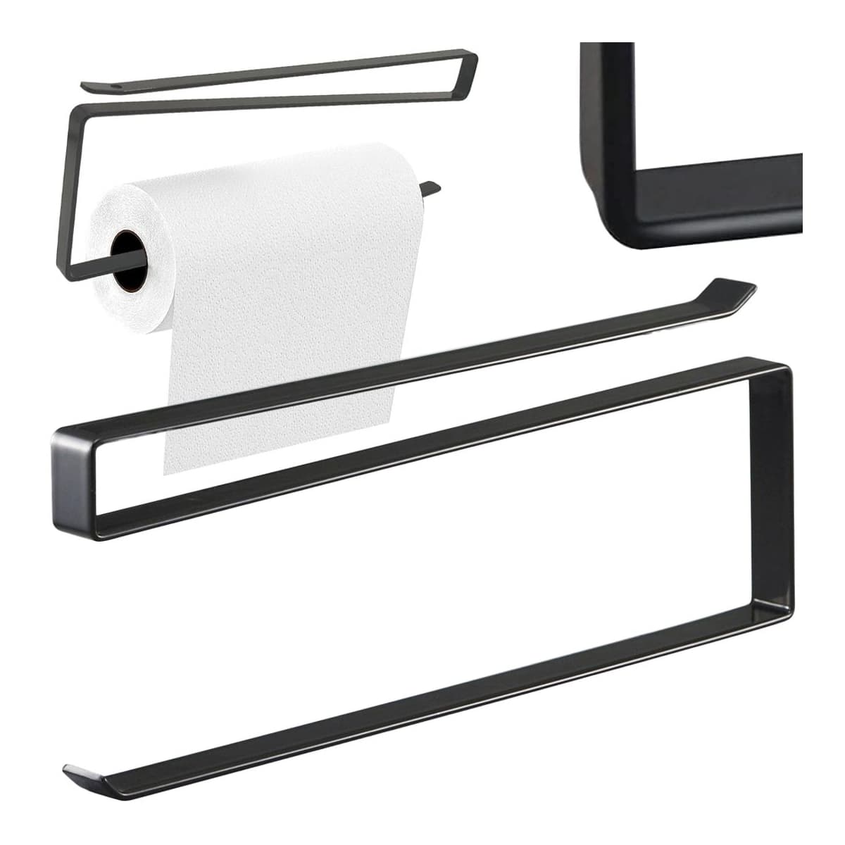 Hållare för hushållspapper, under hylla, svart metall