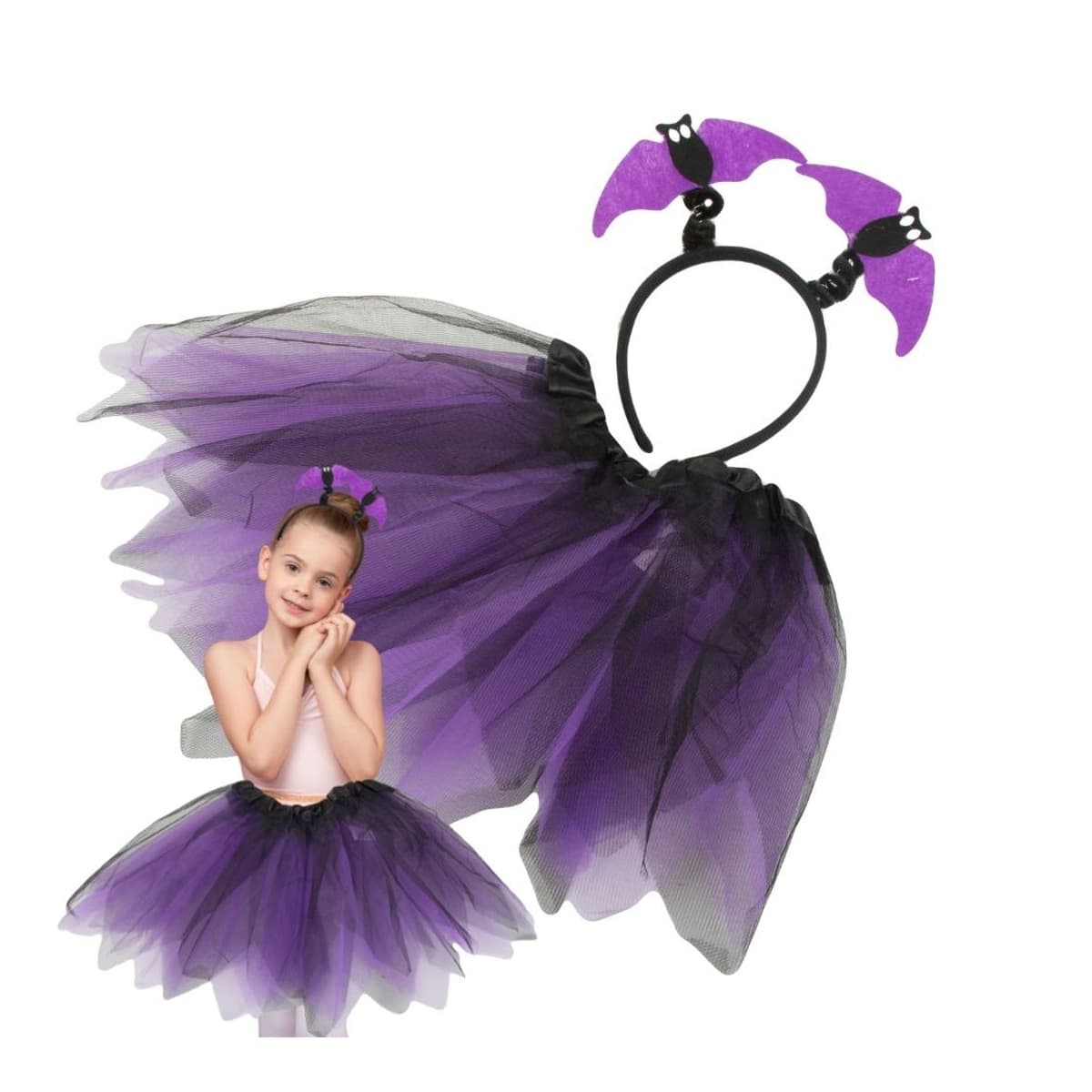 Halloween-klänning med pannband, 28 cm