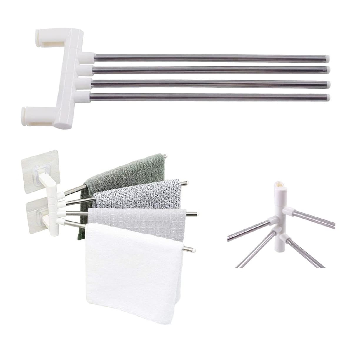 Handdukshängare med 4 svängbara armar, 24 cm