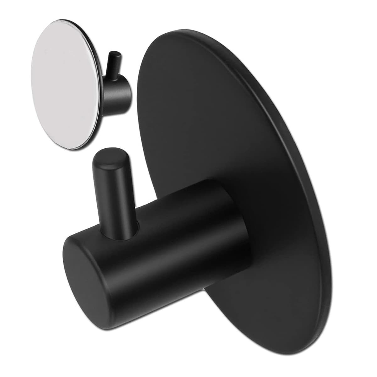 Handdukskrok, rund, självhäftande, svart stål