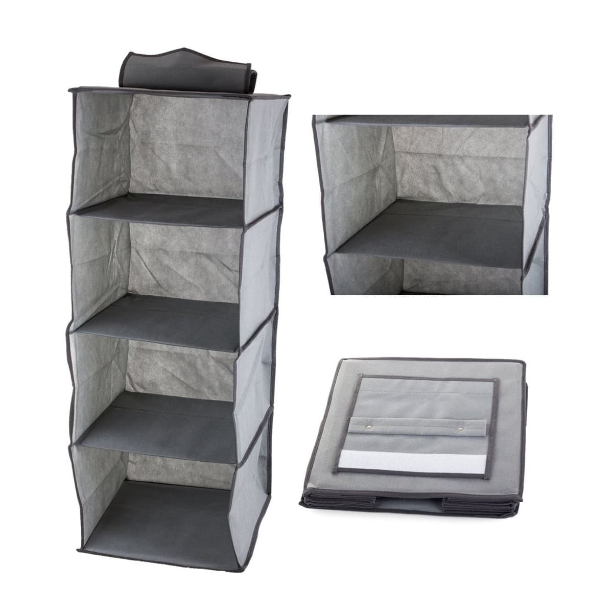 Hängande garderobjordragare, 4 hyllor, 80 cm