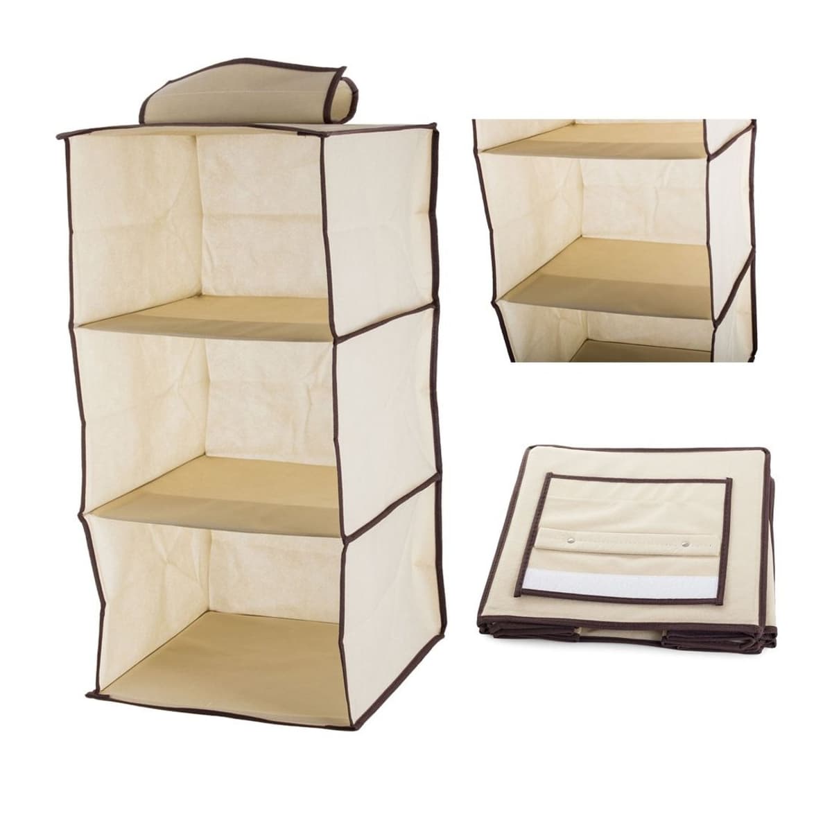 Hängande garderobsorganisatör, 3 hyllor, 60 cm