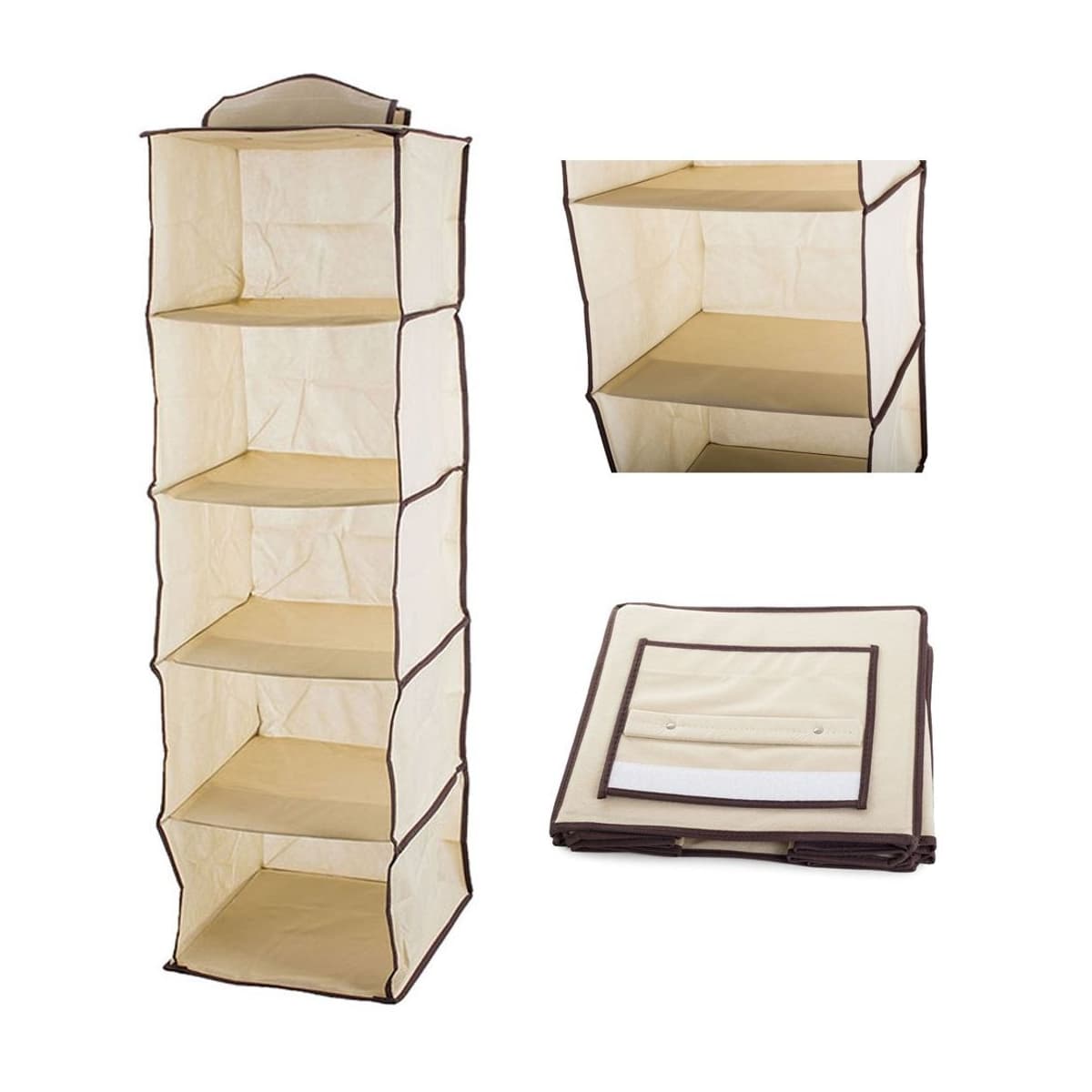 Hängande garderobsorganisatör, 5 hyllor, 100 cm