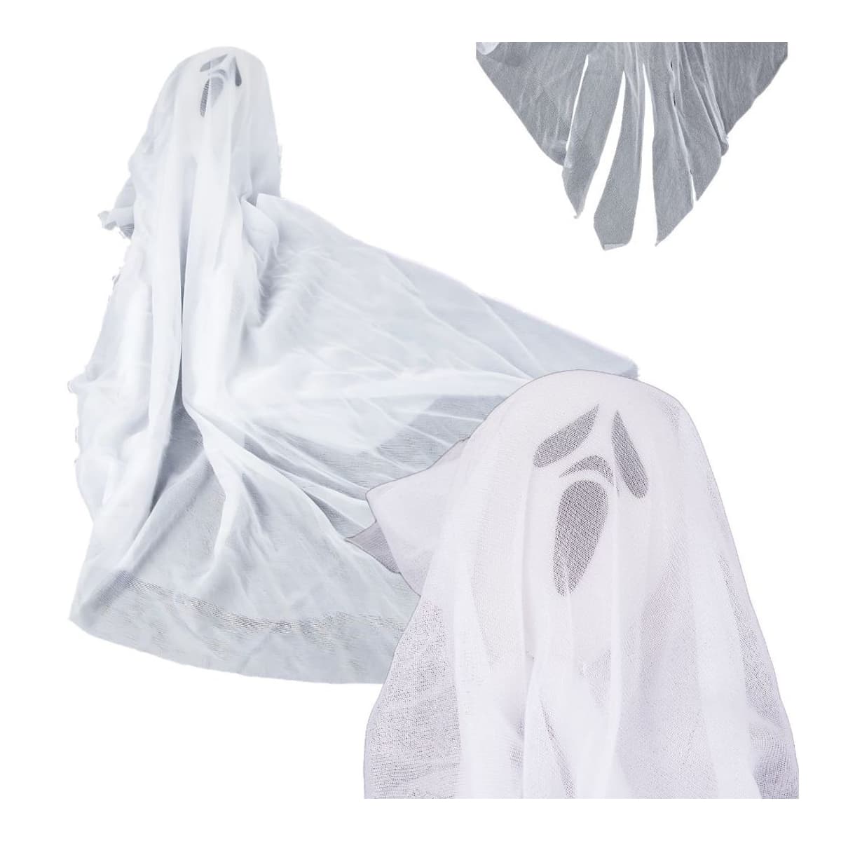 Hängande Halloween-spöke, vitt tyg, 65 cm