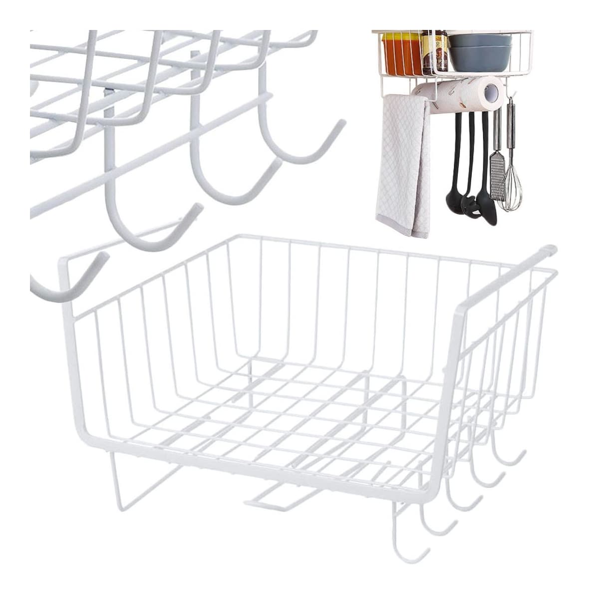 Hängkorg metall med 5 krokar och pappershållare