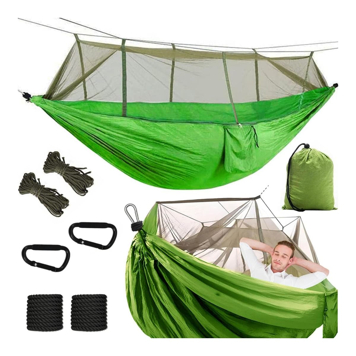 Hängmatta med myggnät, 250x140 cm