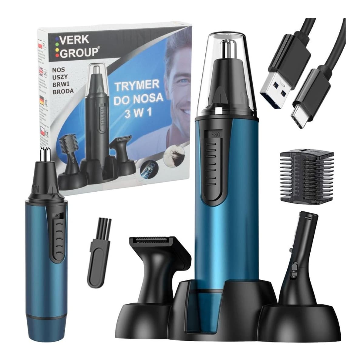 Hårtrimmer 3-i-1, näsa/öron/ögonbryn