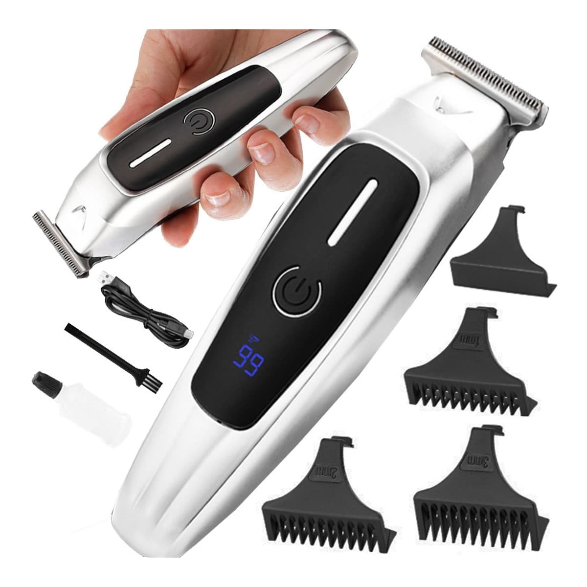 Hårtrimmer med 3 kammar, USB-laddning