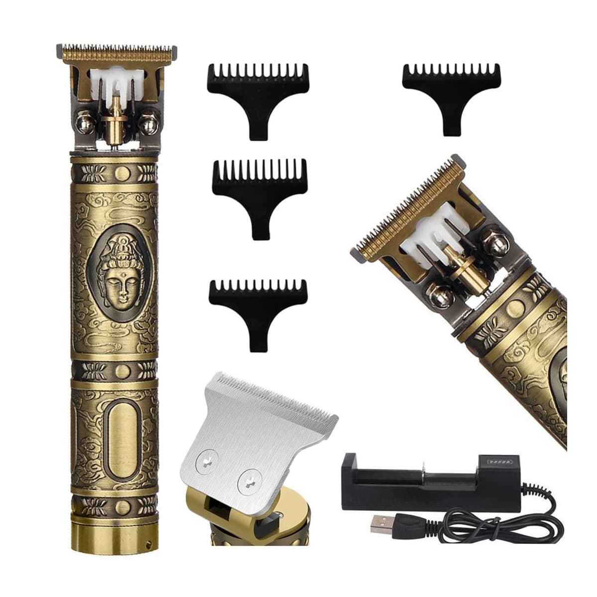 Hårtrimmer med 4 kammar, laddbar