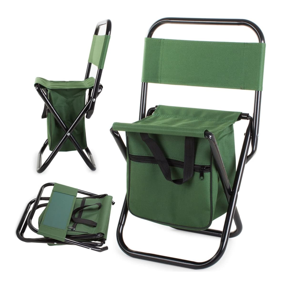 Hopfällbar fiskestol med ryggstöd, 51 cm