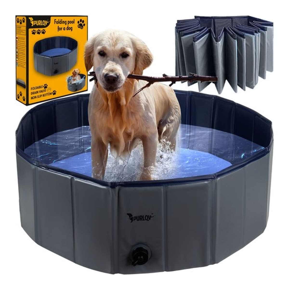 Hopfällbar hundpool, 100 x 30 cm, 230L