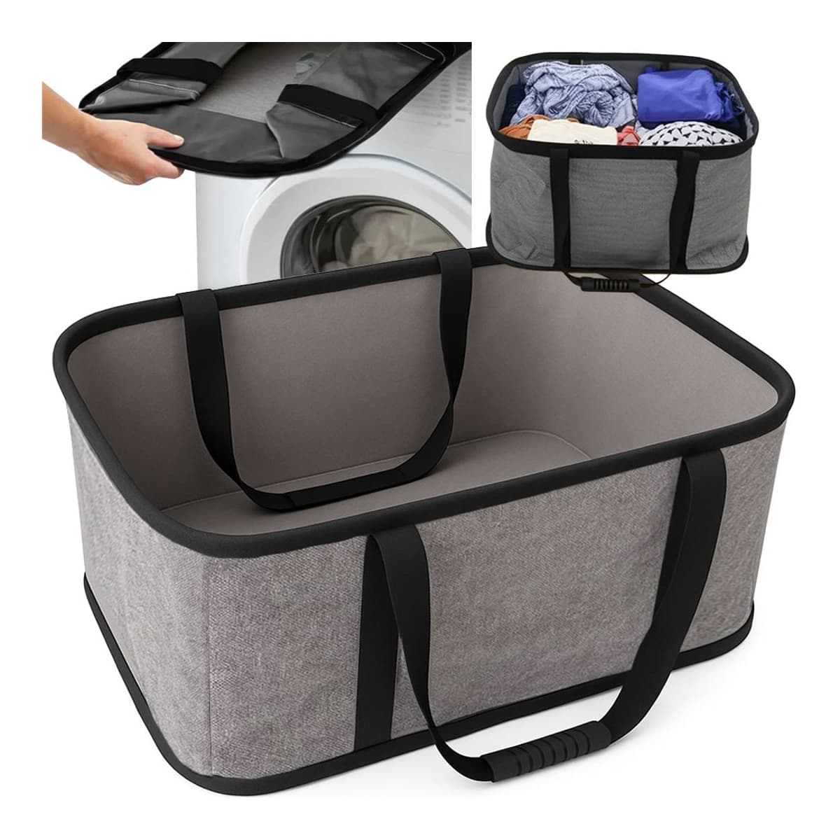 Hopfällbar tvättkorb, 54 x 37 x 23 cm