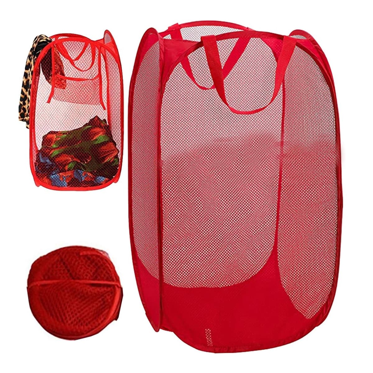 Hopfällbar tvättkorg med handtag, 65 liter