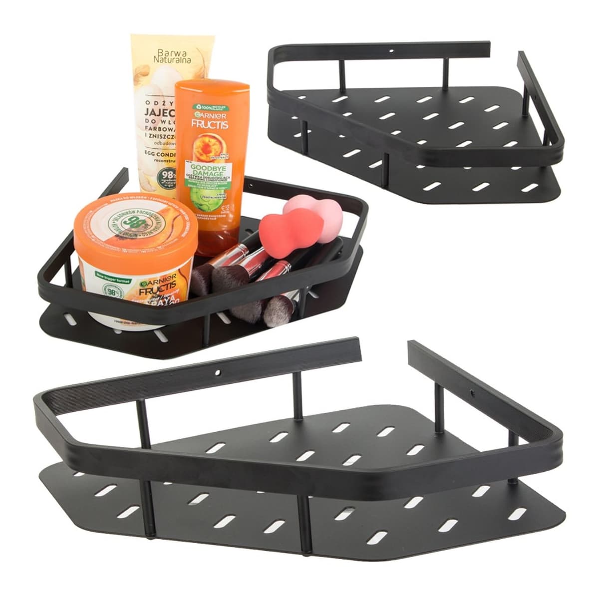 Hörnhylla för dusch, metall, 24,5 x 24,5 cm