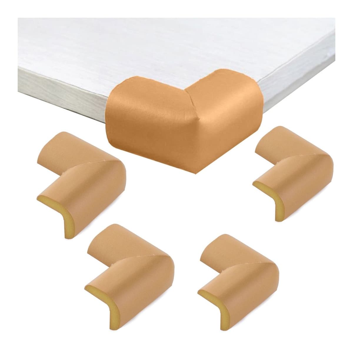 Hörnsskydd för möbler, skum, brun, 4-pack