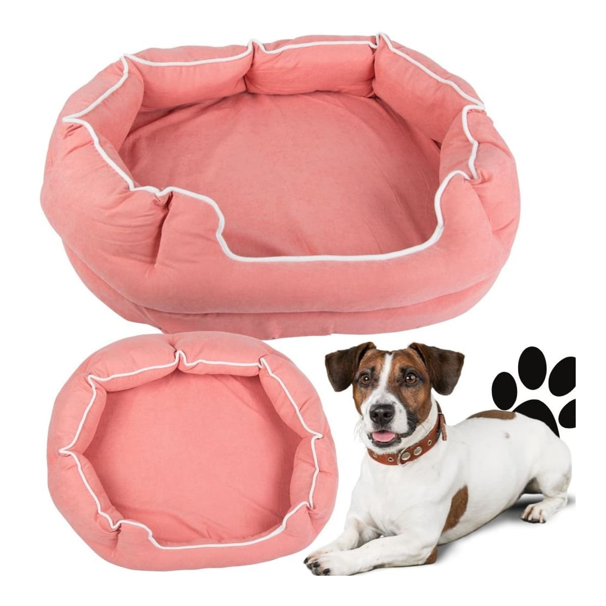 Hundbädd i plysch, åttakantig, 60x70 cm