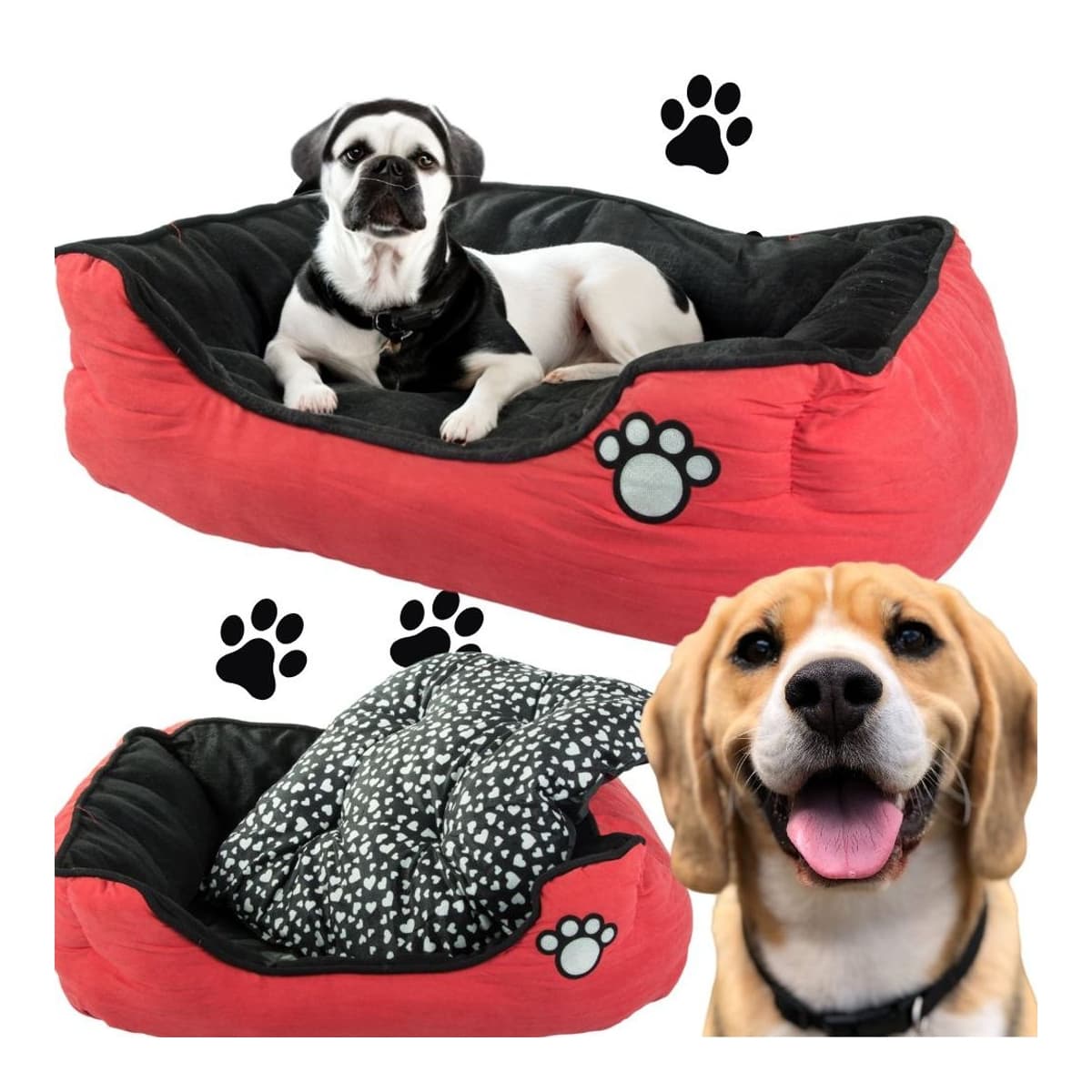Hundbädd med utdragbar kudde, 60x50 cm