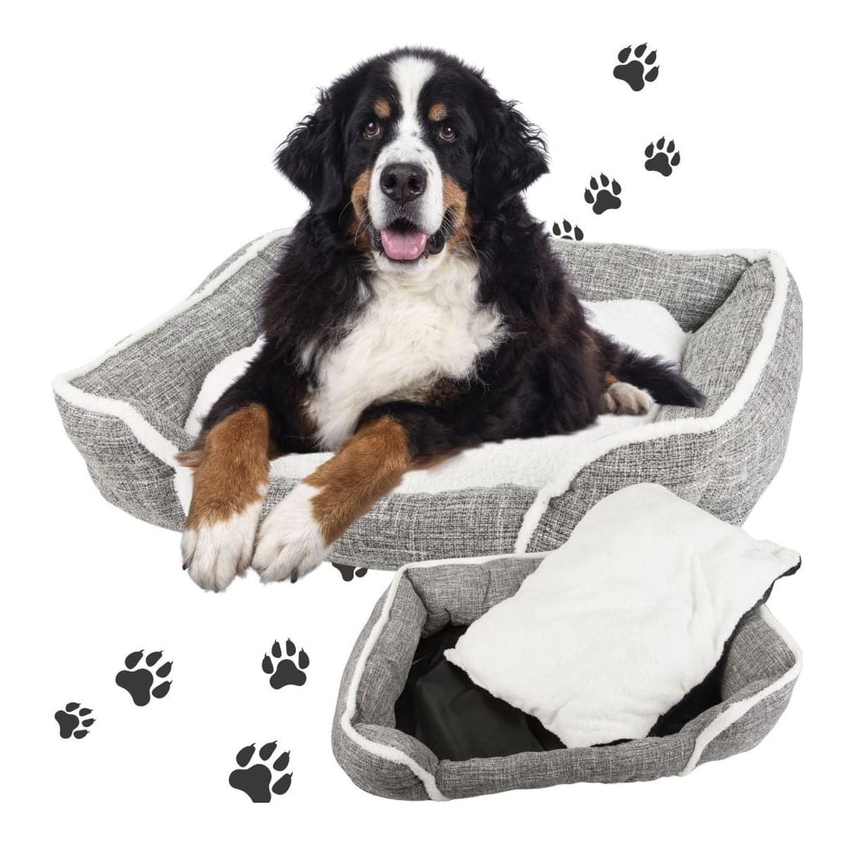 Hundbädd mjuk med kudde, XL 80x60 cm