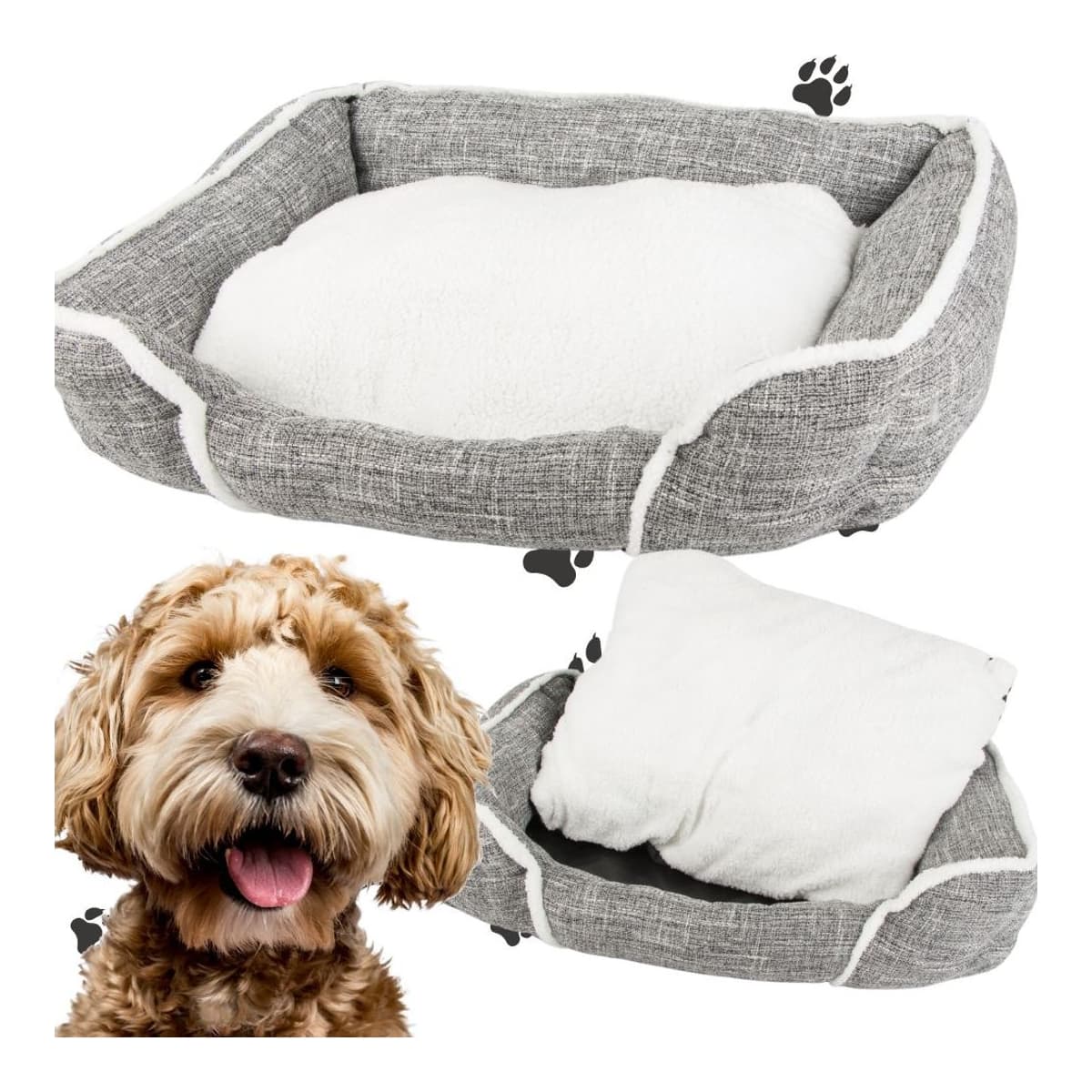 Hundbädd mjuk med kudde, M 40x55 cm