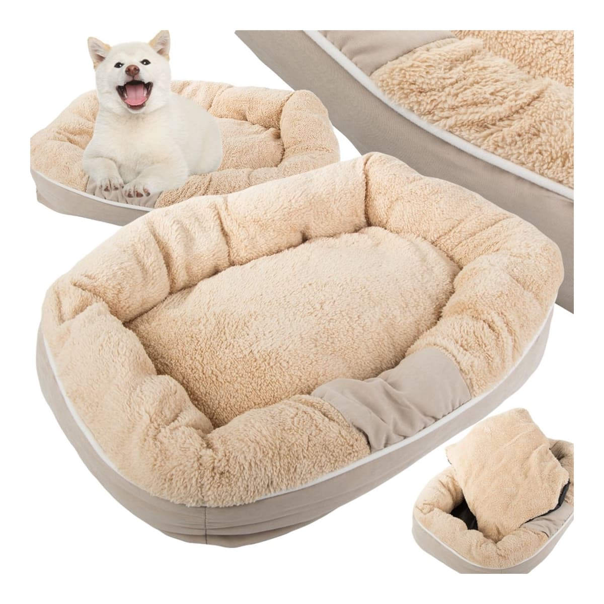 Hundkorg med kudde, plysch, 60x50 cm