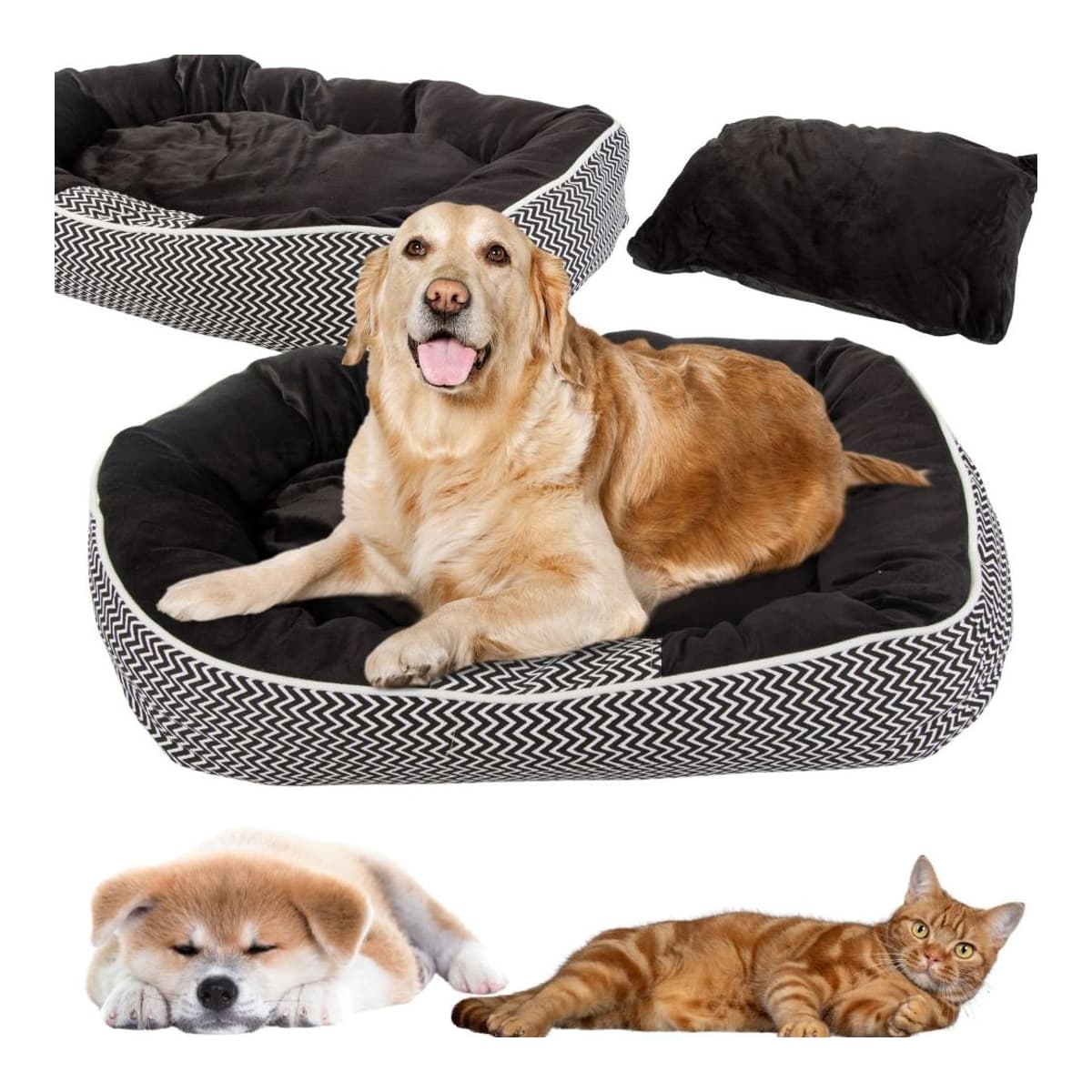 Hundkorg mjuk plysch med kudde, 70x55 cm