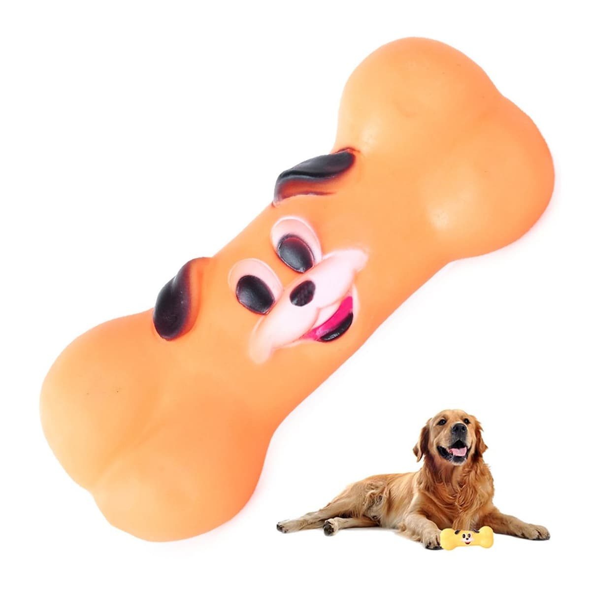 Hundleksak med pip, gummibenform, 16 cm