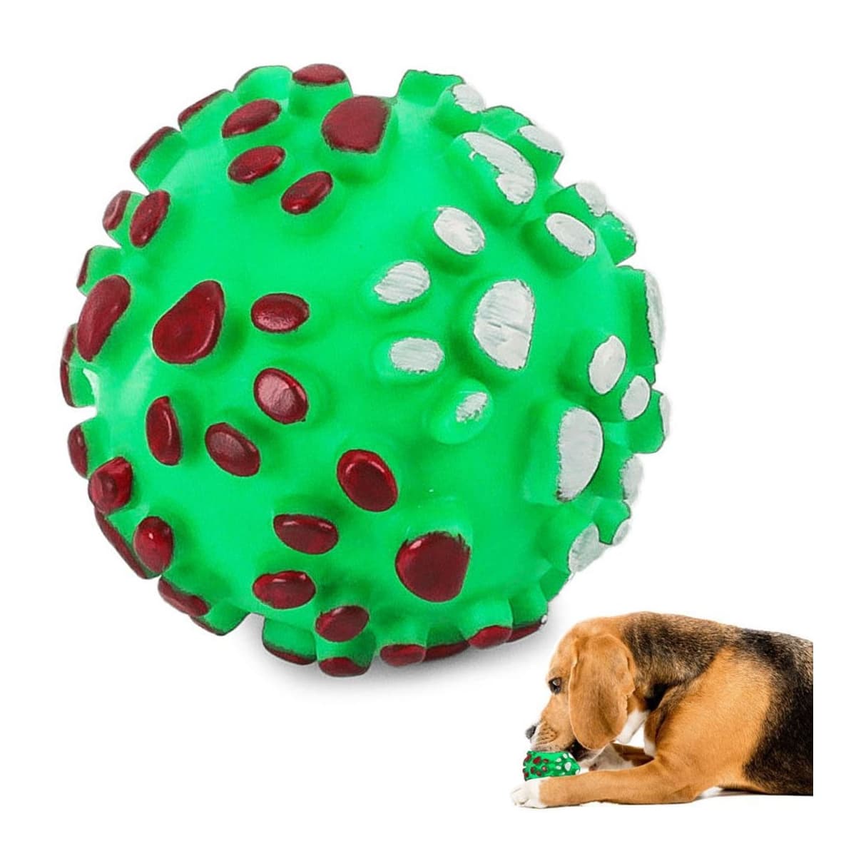 Hundleksak med pip, gummiboll 7 cm