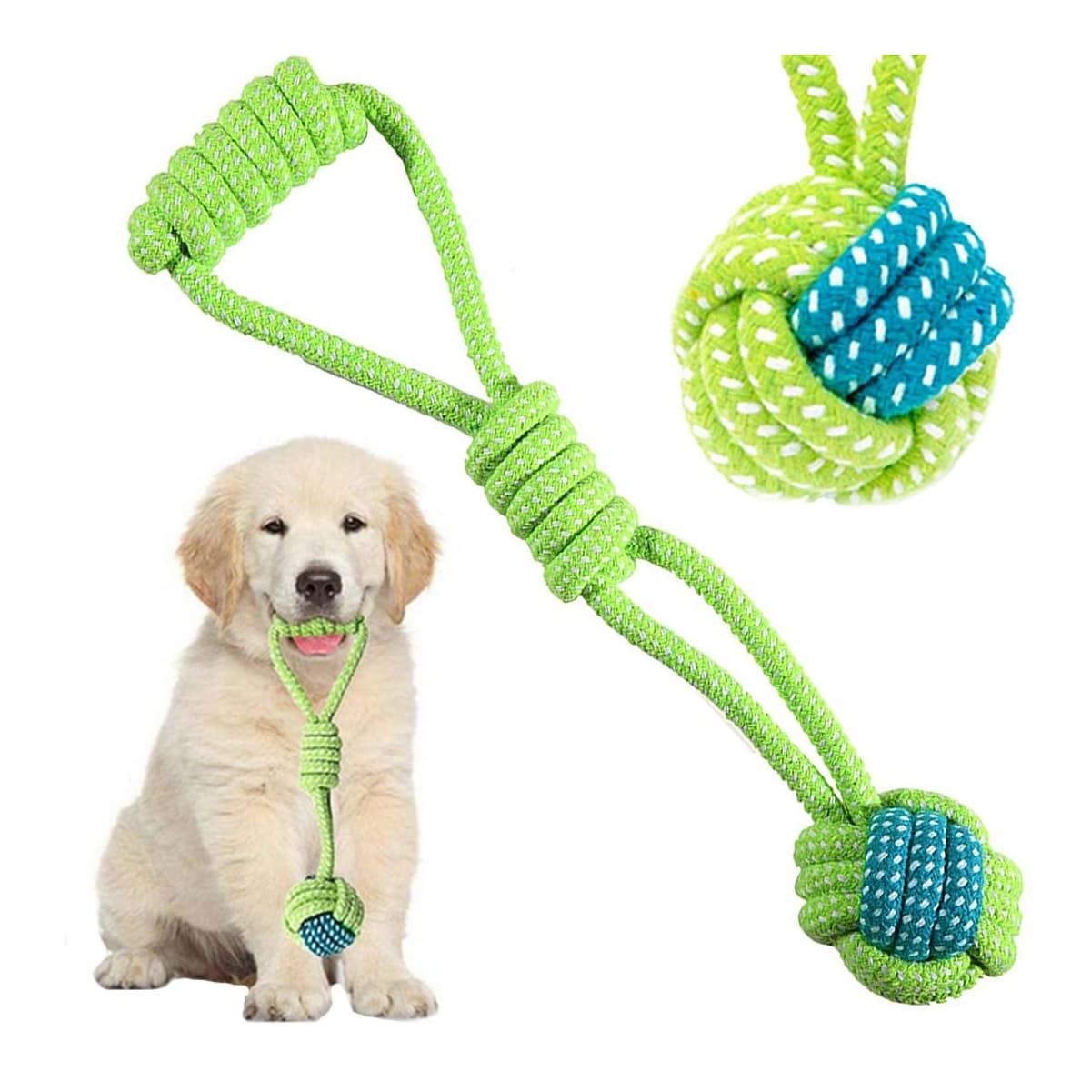 Hundleksak rep med boll, 27 cm